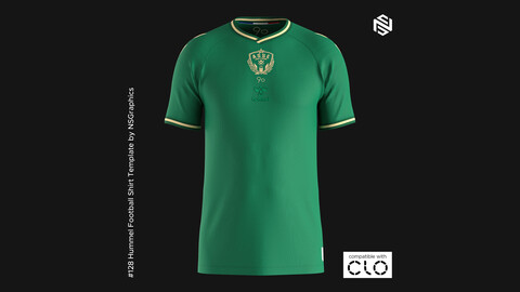 Hummel Football Shirt Template for CLO 3D & Marvelous Designer