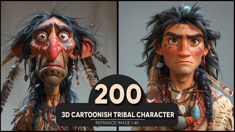 3D Cartoonish Tribal Character 4K Reference/Concept Images