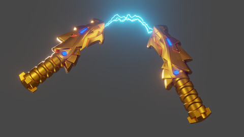 ArtStation Lego Ninjago Nunchucks of lightning 3D printable Game Assets