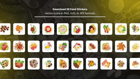 Creative Food Stickers Vectors - PNG, SVG, EPS, AI Formats