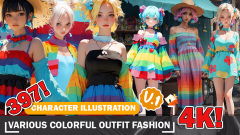 397 Anime Characters with Colorful Fashion Diverse Trendy Outfit Character Design Reference Art V1 4K