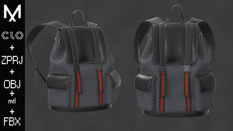 Gucci BackPack Marvelous designer/Clo3d OBJ mtl FBX ZPRJ