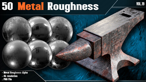 50 Metal Roughness - Vol.19 ( 4K PNG 16 Bit Depth ) + Free Substance Painter Tutorial