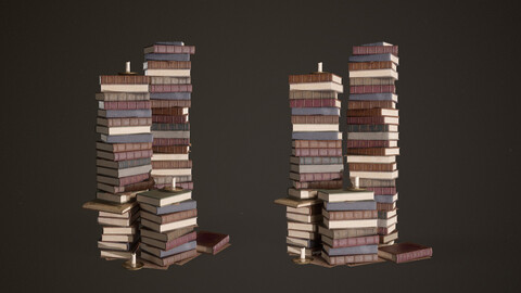 Old Library Books Stacked