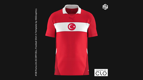 Puma 24-25 DRYCELL Football Shirt 4 Template for CLO 3D & Marvelous Designer