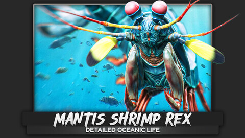 Mantis Shrimp - Rex Rainbow Peacock - Underwater Monster - Crustacean Creature - Low Poly Realistic 3D Model - #52