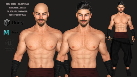 AAA 3D REALISTIC CHARACTER - MUSCULAR MAN KUNGFU OUTFIT