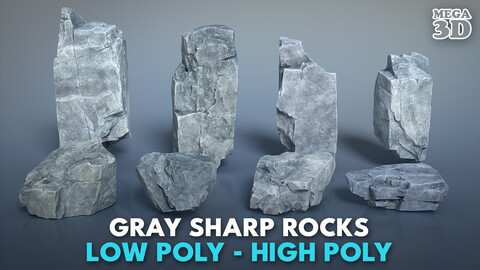 8 Gray Sharp Rocks - 240727