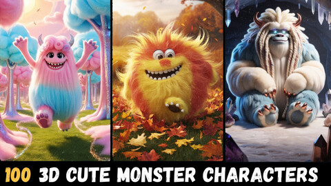 100 3D Cute Monster Characters | Fabulous Mythical Creatures