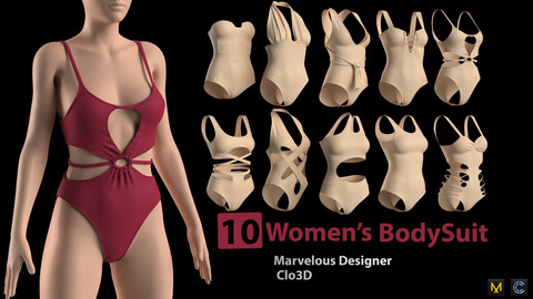 10 Women's BodySuit + Zprj +Obj + Fbx