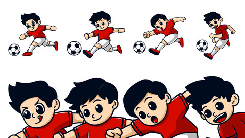 boy playing football soccer set collection