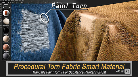 Procedural Torn Fabric Smart Material for Substance Painter - Fabric Tear Vol.19