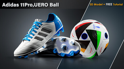 Adidas 11Pro+UERO Ball / 3D Model+FREE Tutorial