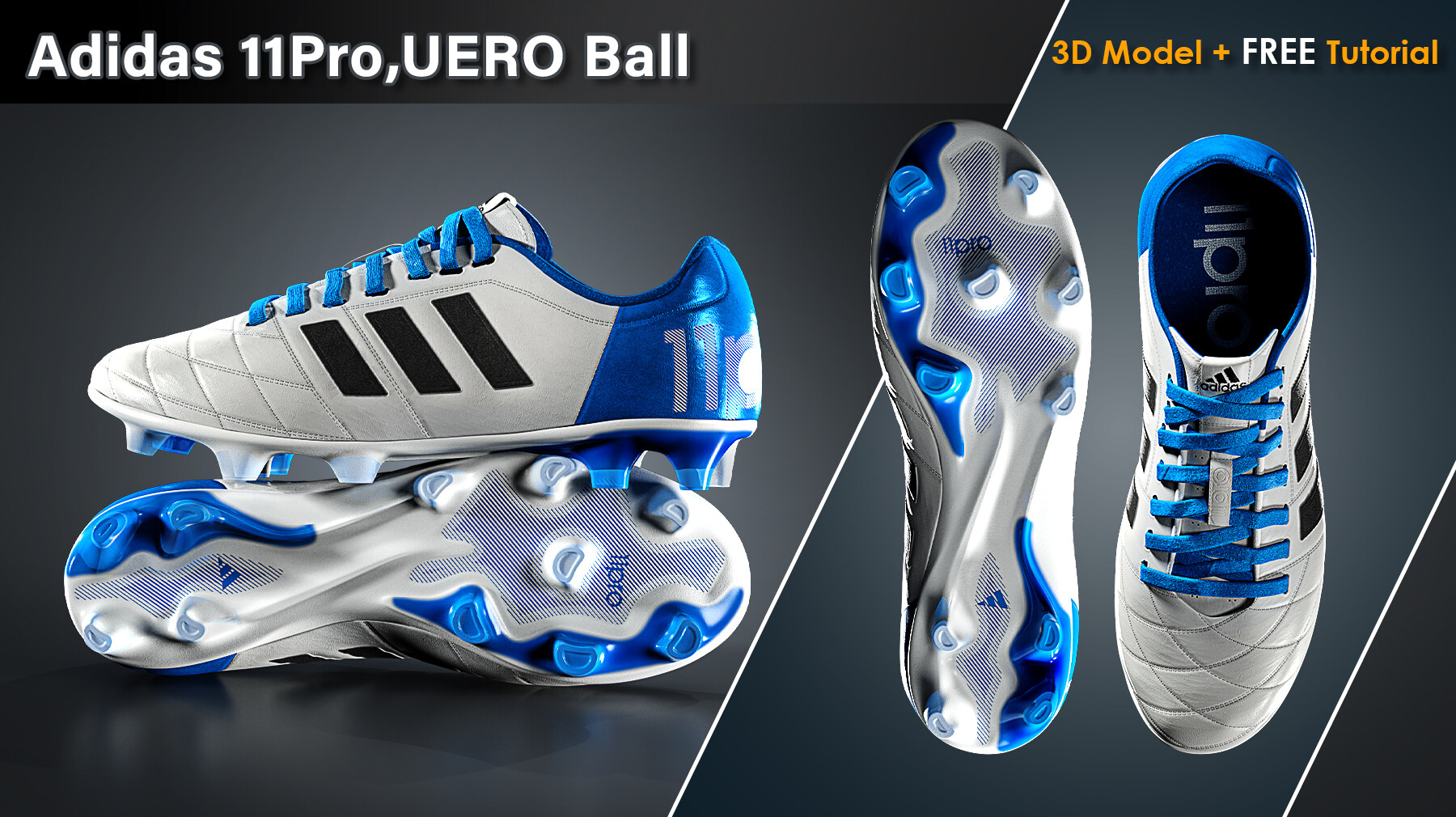 Adidas 11Pro UERO Ball 3D Model FREE Tutorial