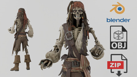 Cursed Jack Sparrow Pirate Lowpoly RIgged