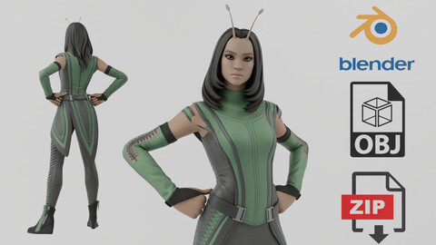 Mantis Guardians of the Galaxy Lowpoly Rigged