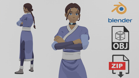 Katara Avatar The Last Airbender Lowpoly RIgged