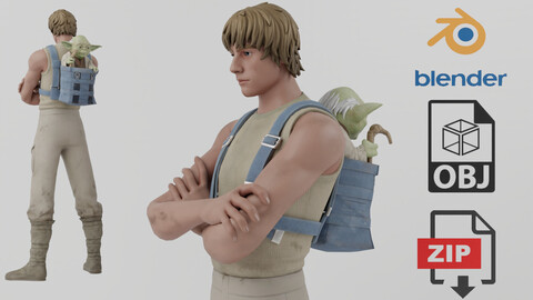 Luke Skywalker Dagobah Lowpoly Rigged