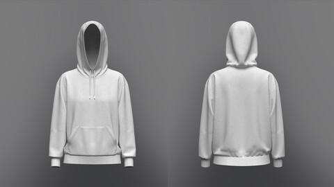 Women Loose Fit Sleeve hoodie 3D Model