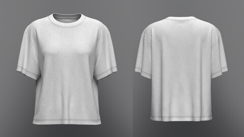 Loose Fit Crew Neck Half-Sleeve T Shirt 3D Model