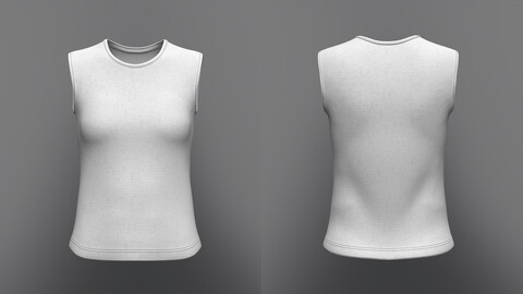 Slim Fit U-Neck Sleeveless 3D Model