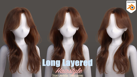 Long Layered hairstyle-Hair particles & hair curves