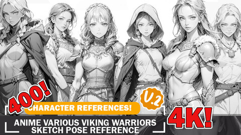 400 Anime Various Viking Warriors Character Reference Sketch Pose Ideas Intricate Designs and Designs Reference Art V2 4K