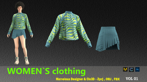 WOMEN`S CLOTHING  MODEL (zprj, fbx, obj, png, uv)