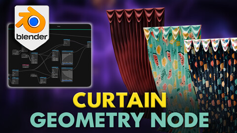 3D Tudor Curtain Geometry Node - Cloth Simulator