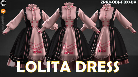 LOLITA DRESS (Clo3D Project + OBJ +FBX)