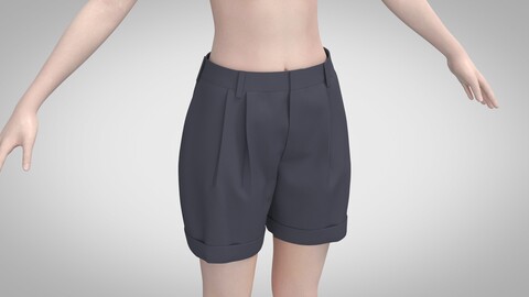 Women Tailored Shorts, Clo, Marvelous Designer + obj, fbx