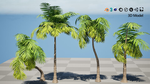 Low-Poly Beach Palms