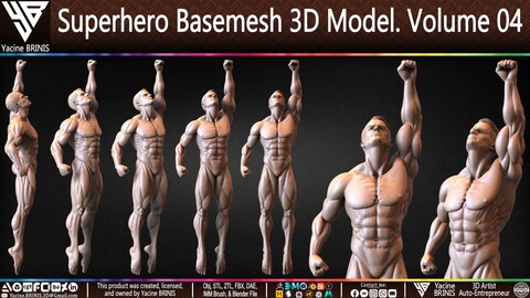 SuperHero Basemesh 3D Model Pose 04