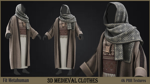 Traditional fantasy clothing 3D abaya