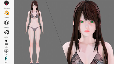 Bikini Model - UE5 - Unity - Blender - Animated - Realistic Female Character