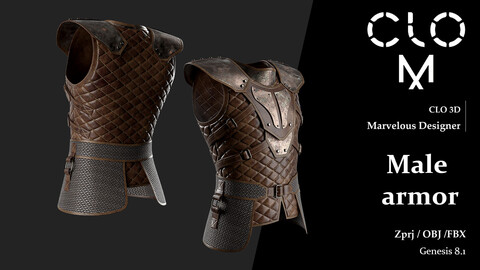 Male armor / Marvelous Designer/Clo3D project file + OBJ, FBX