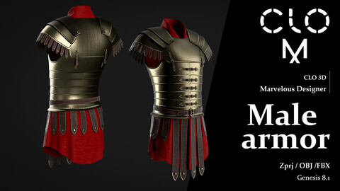 Male armor / Marvelous Designer/Clo3D project file + OBJ, FBX