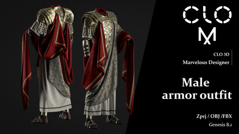 Male greek armor  outfit / Marvelous Designer/Clo3D project file + OBJ, FBX