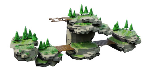 Stylized game ready Modular Island Scene