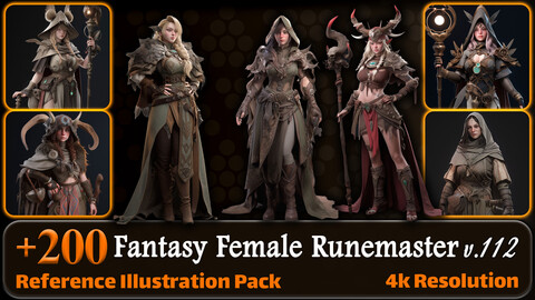 200 Fantasy Female Runemaster Reference Pack | 4K | v.112