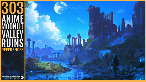 303 Anime Moonlit Valley Ruins