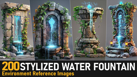 Stylized Water Fountain|4K Reference Images