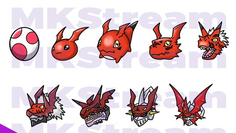 Twitch sub badges digimon guilmon growlmon evolution pack