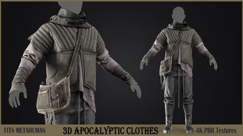 Post Apocalyptic adventure 3Dclothing Techwear FBX+ OBJ+ ZPRJ+ TEXTURES