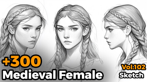 +300 Medieval Female Sketch Reference(4k)