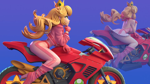 Princess Peach,3D Print STL, Render Images/Videos, Marmoset Viewer Files