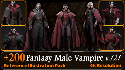 200 Fantasy Male Vampire Reference Pack | 4K | v.121