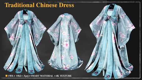 Traditional Chinese Dress/ Marvelous Designer / 4k Textures/Smart material