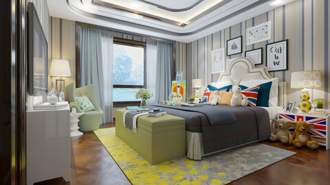 American style children's room design 3D Model