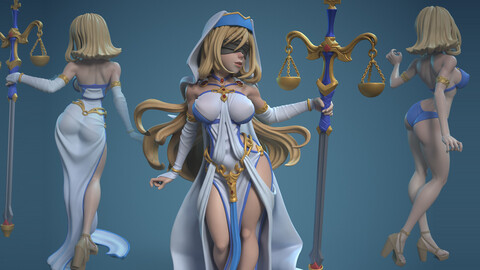 Sword Maiden, 3D Print STL, Render Images/Videos, Marmoset Viewer Files